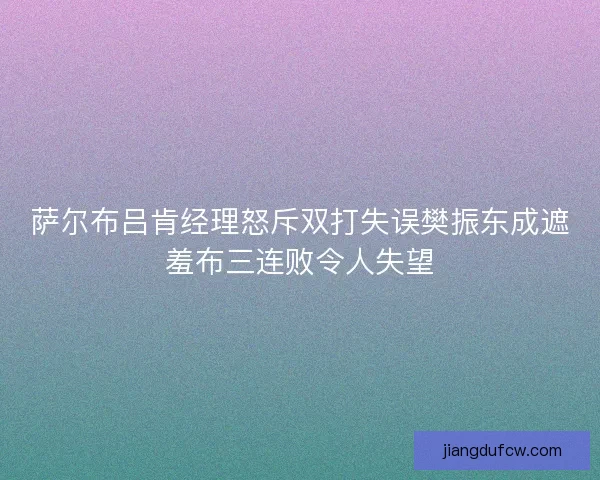 萨尔布吕肯经理怒斥双打失误樊振东成遮羞布三连败令人失望