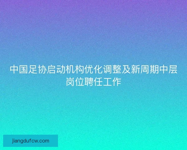 中国足协启动机构优化调整及新周期中层岗位聘任工作